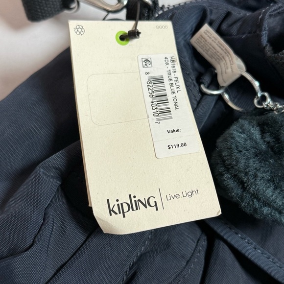 Kipling Felix Large Crossbody Handbag in Navy w/monkey keychain NWT - Picture 6 of 9